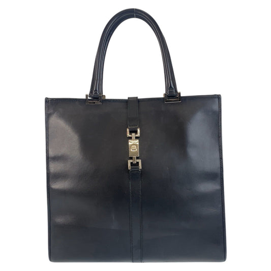 GUCCI Tote Bag 002 1064 leather Black SilverMetal Tote Bag Shoulder Bag Jackie Women Used Authentic