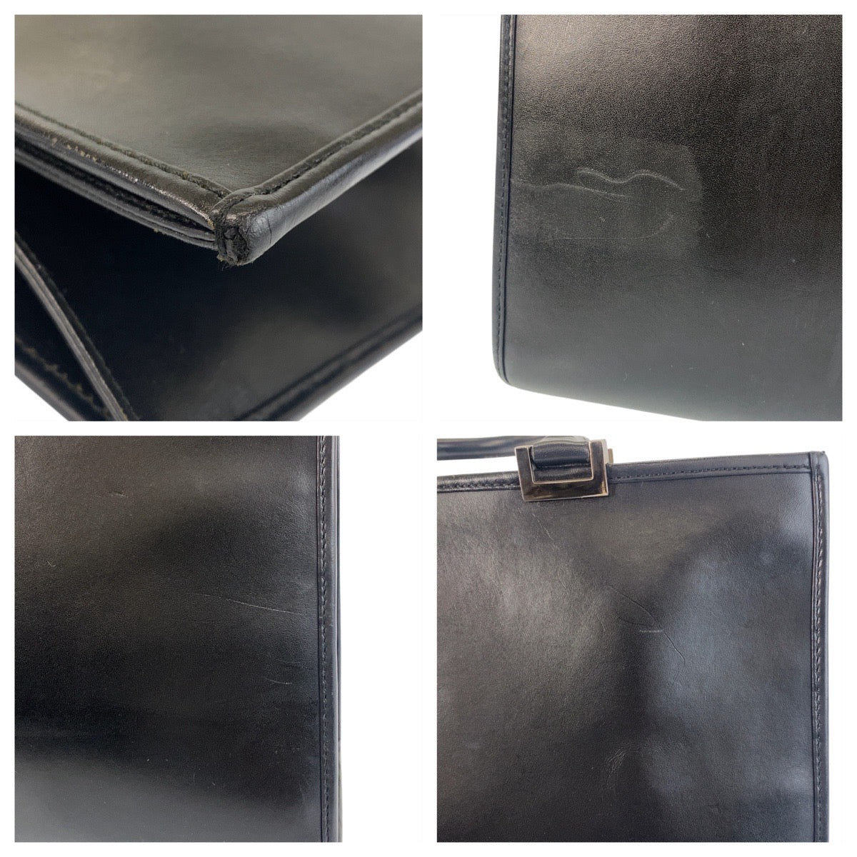 GUCCI Tote Bag 002 1064 leather Black SilverMetal Tote Bag Shoulder Bag Jackie Women Used Authentic