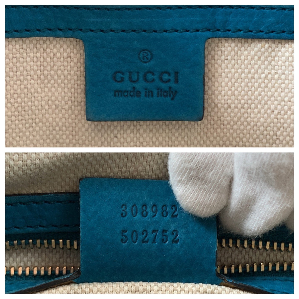 GUCCI Tote Bag 308982 leather blue ChainTote Bag Shoulder Bag Soho Women Used Authentic
