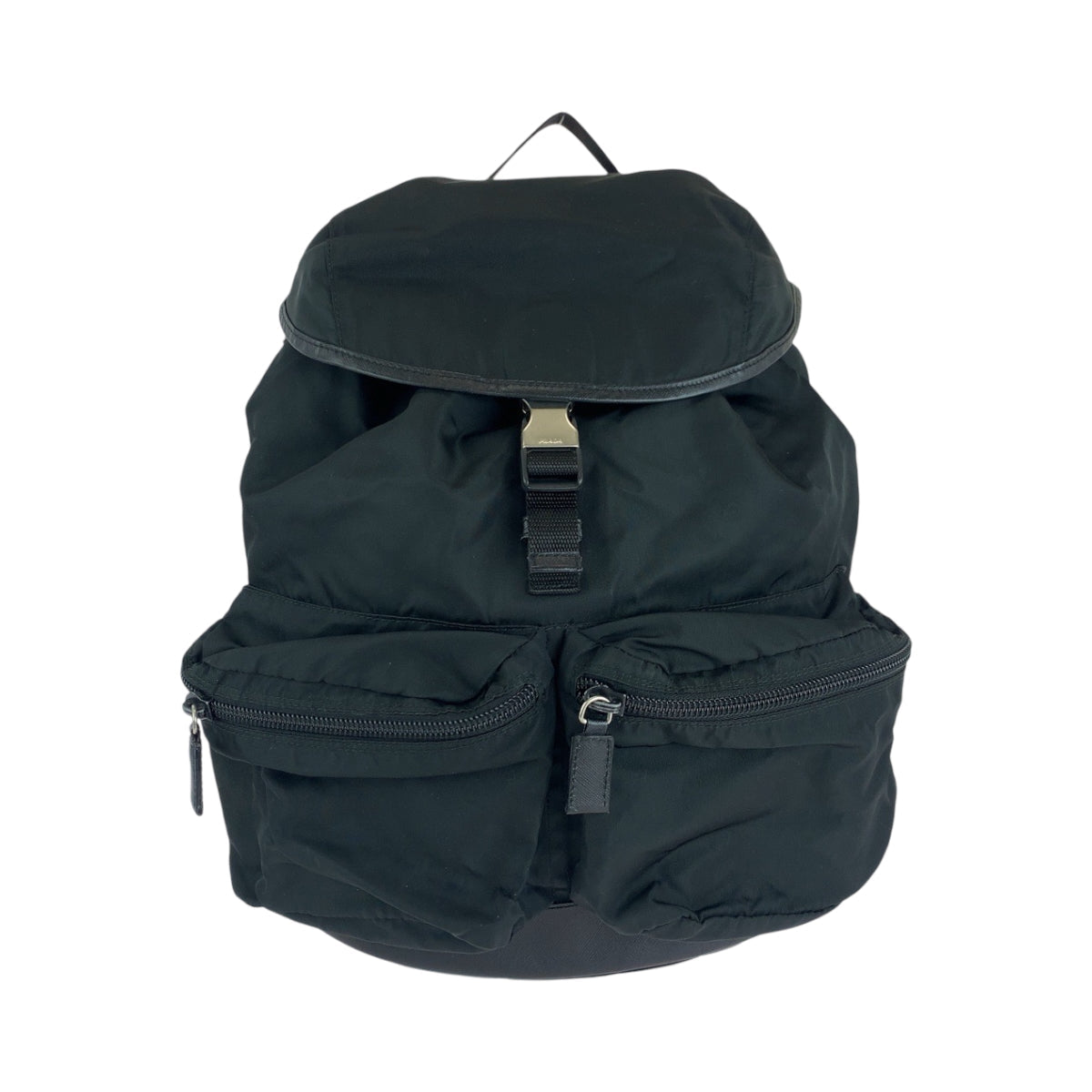 PRADA Backpack Nylon black Backpack Unisex Test Triangle With logo mens Used Authentic