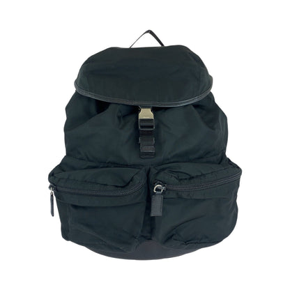 PRADA Backpack Nylon black Backpack Unisex Test Triangle With logo mens Used Authentic