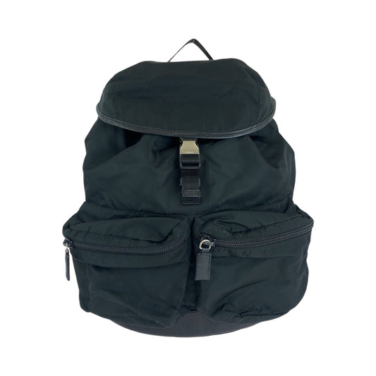 PRADA Backpack Nylon black Backpack Unisex Test Triangle With logo mens Used Authentic