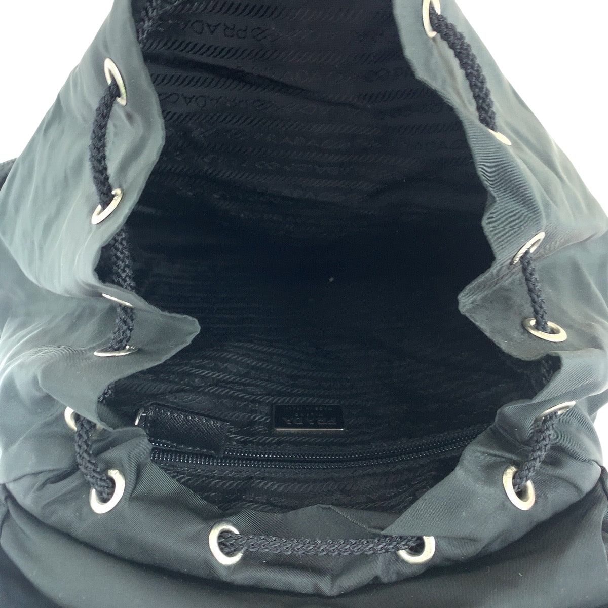 PRADA Backpack Nylon black Backpack Unisex Test Triangle With logo mens Used Authentic