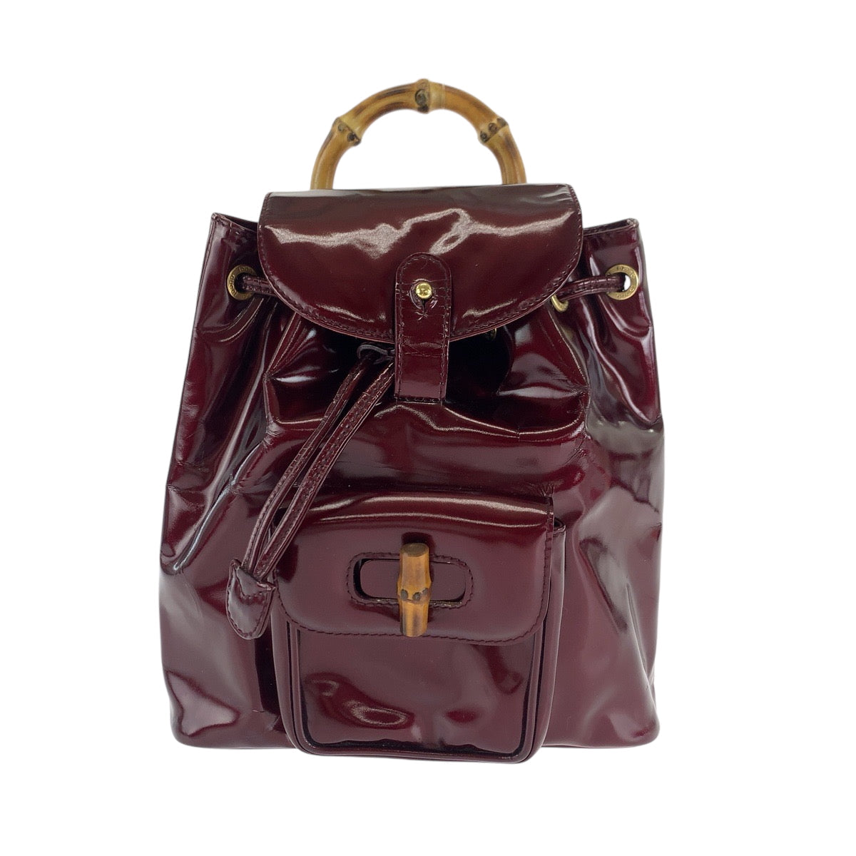 GUCCI Backpack 003 1998 0030 Patent leather wine red brown Backpack Backpack Bamboo Women Used Authentic