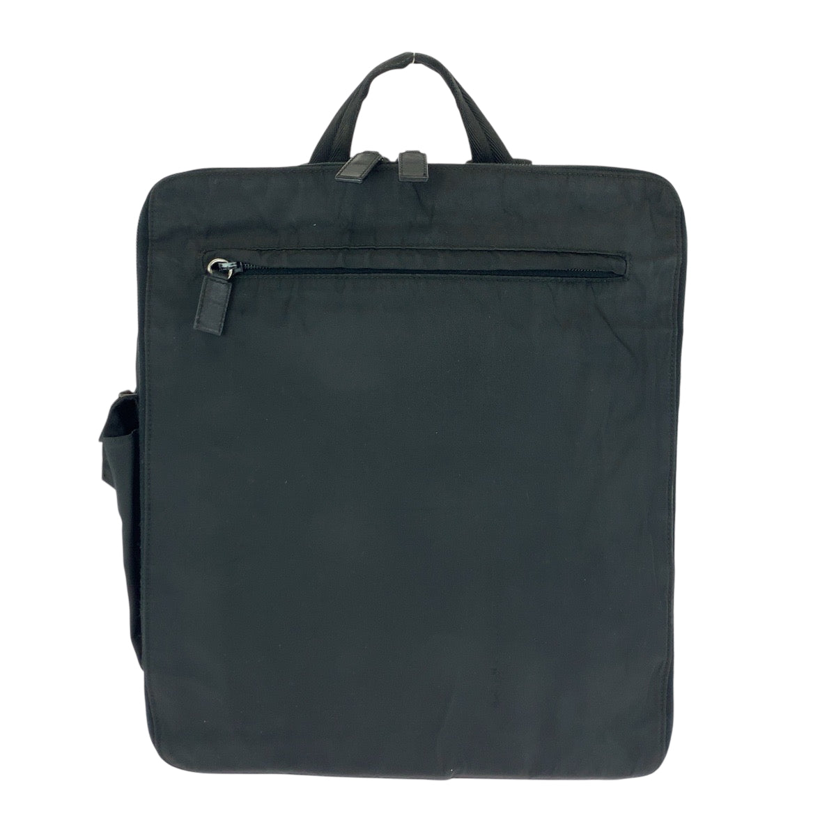 PRADA Backpack Nylon Black SilverMetal Backpack business bag Test Triangle With logo Women Used Authentic
