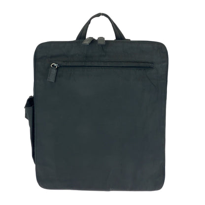PRADA Backpack Nylon Black SilverMetal Backpack business bag Test Triangle With logo Women Used Authentic