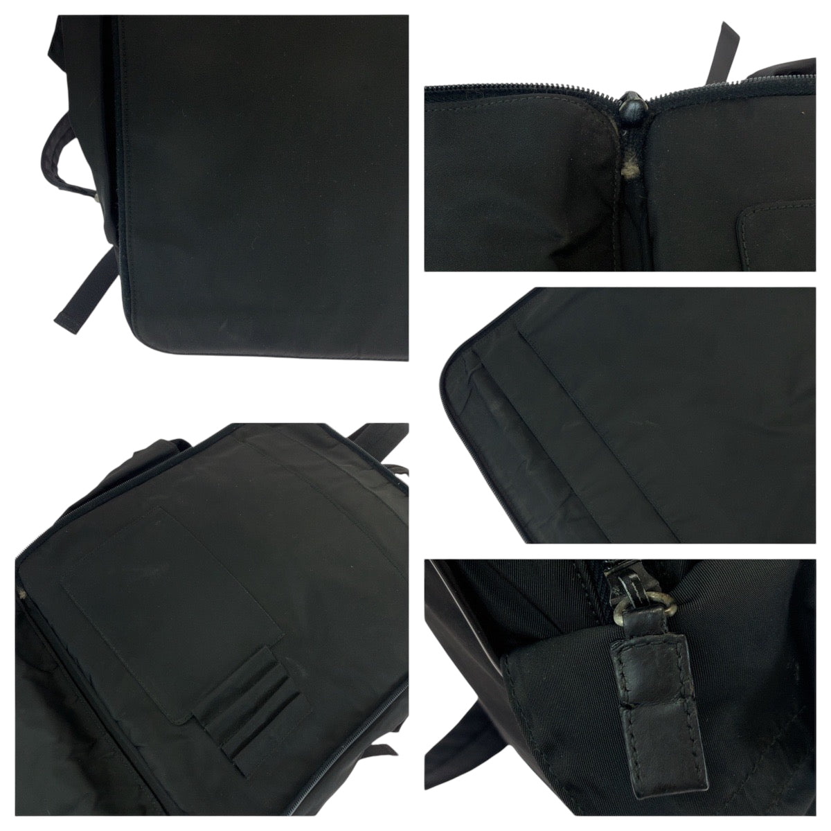 PRADA Backpack Nylon Black SilverMetal Backpack business bag Test Triangle With logo Women Used Authentic