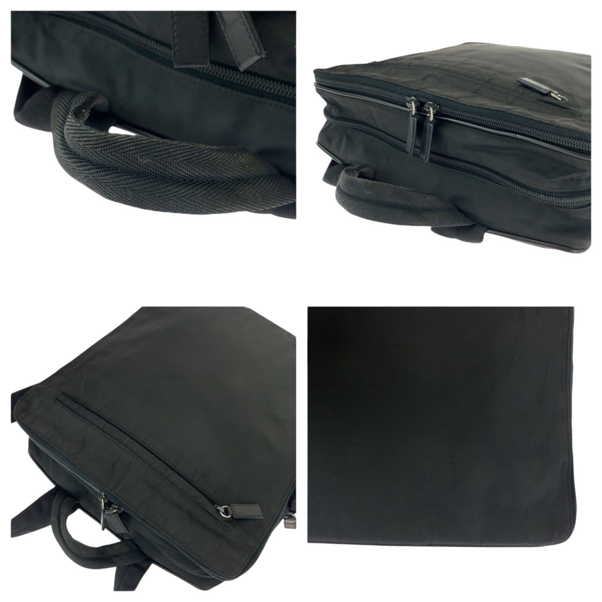 PRADA Backpack Nylon Black SilverMetal Backpack business bag Test Triangle With logo Women Used Authentic
