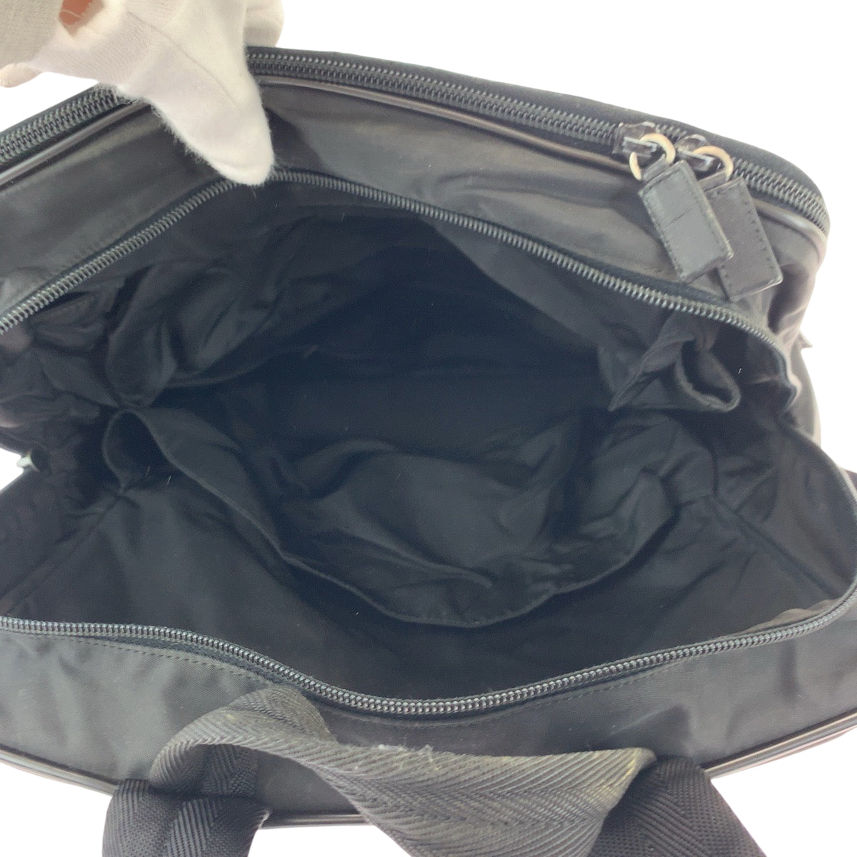 PRADA Backpack Nylon Black SilverMetal Backpack business bag Test Triangle With logo Women Used Authentic