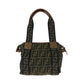 FENDI Handbag canvas Brown Gold Metal Handbag Shoulder Bag Zucca Women Used Authentic