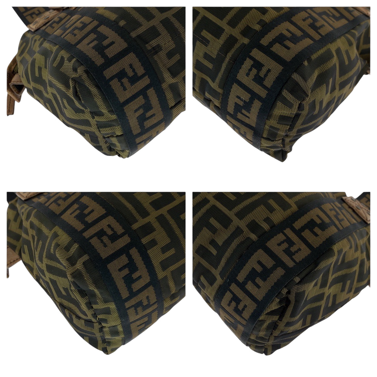 FENDI Handbag canvas Brown Gold Metal Handbag Shoulder Bag Zucca Women Used Authentic
