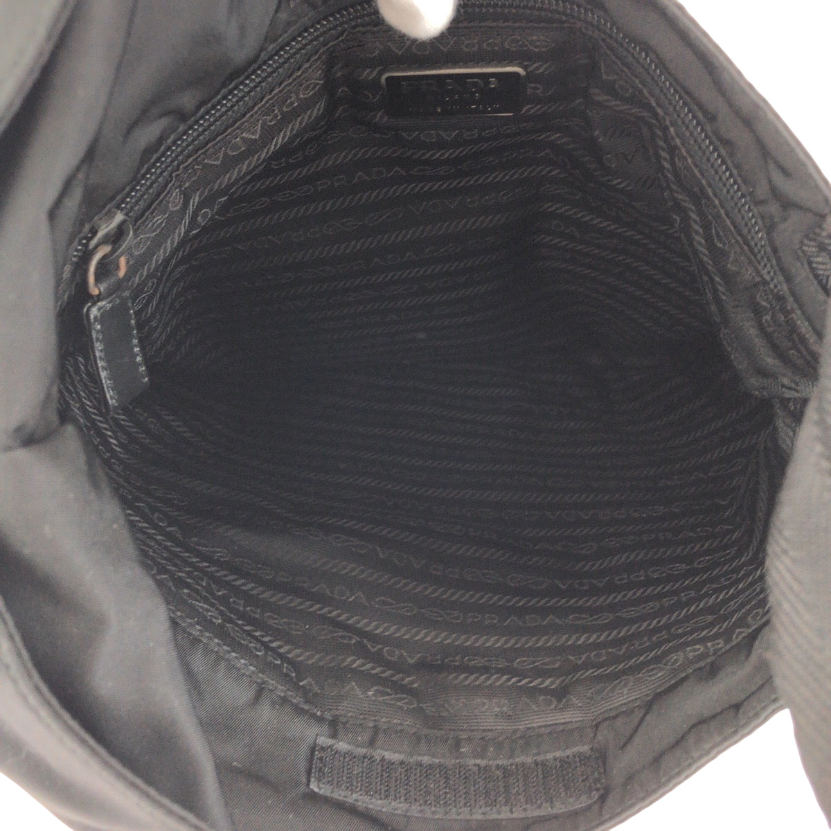 PRADA Shoulder Bag Nylon Black SilverMetal Shoulder Bag Sacoche Test Triangle With logo Women Used Authentic