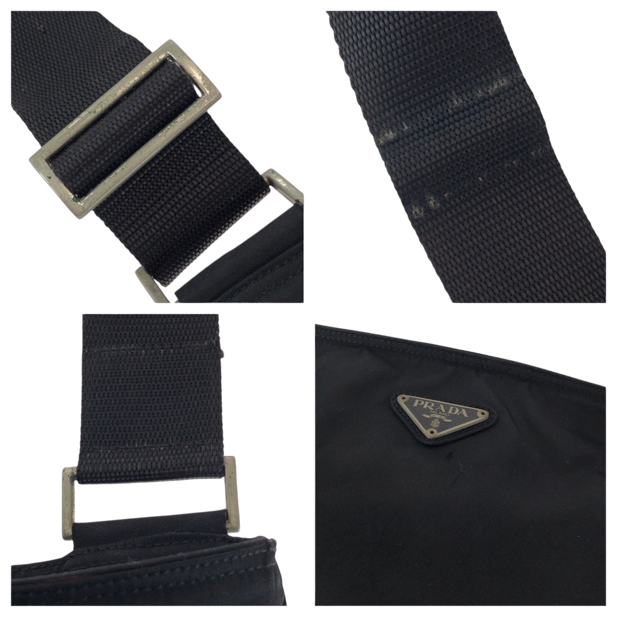 PRADA Shoulder Bag VA0053 Nylon Black SilverMetal Shoulder Bag pochette Test Triangle With logo Women(Unisex) Used Authentic