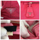 PRADA Tote Bag Nylon Red pink Tote Bag Shoulder Bag 2way Test Triangle With logo Women Used Authentic
