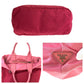 PRADA Tote Bag Nylon Red pink Tote Bag Shoulder Bag 2way Test Triangle With logo Women Used Authentic
