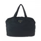 PRADA Handbag Nylon Black SilverMetal Handbag Tote Bag Test Triangle With logo Women Used Authentic