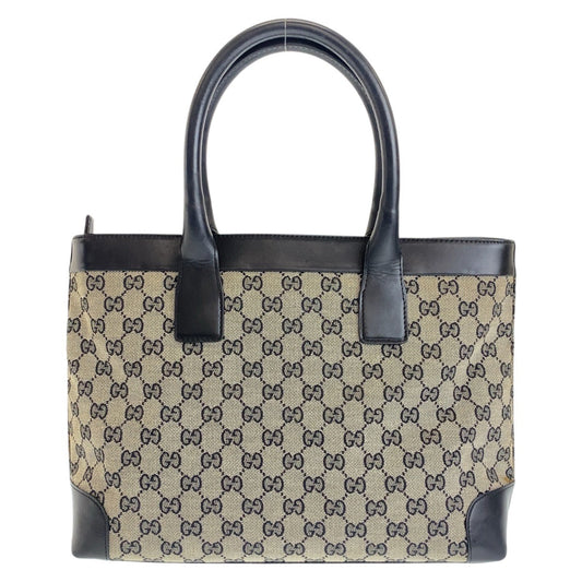 GUCCI Tote Bag 002 1119 GG canvas, leather gray black black Tote Bag Shoulder Bag Women Used Authentic