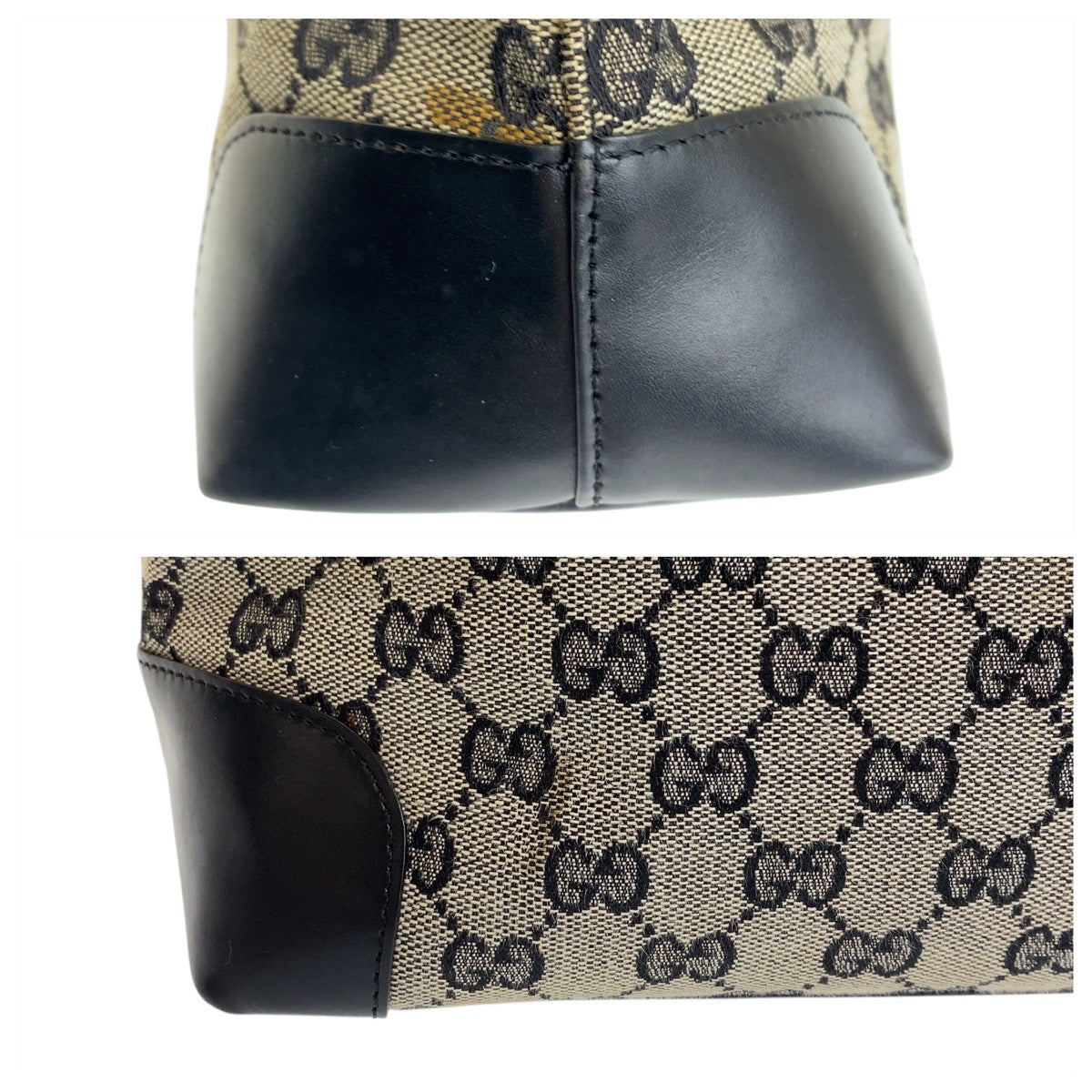 GUCCI Tote Bag 002 1119 GG canvas, leather gray black black Tote Bag Shoulder Bag Women Used Authentic