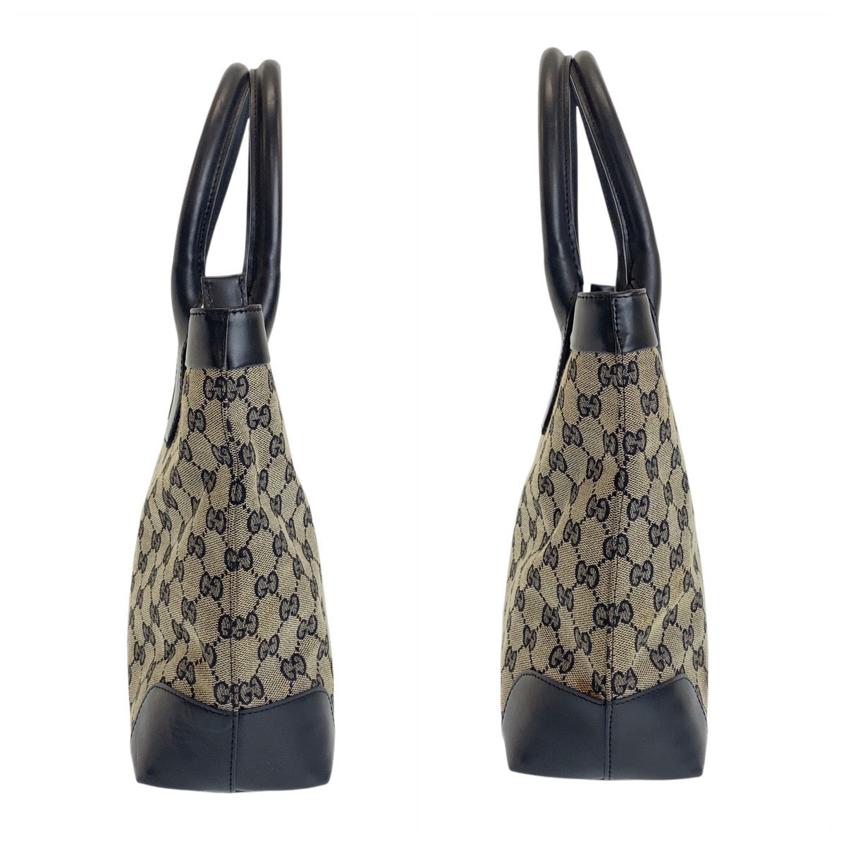 GUCCI Tote Bag 002 1119 GG canvas, leather gray black black Tote Bag Shoulder Bag Women Used Authentic