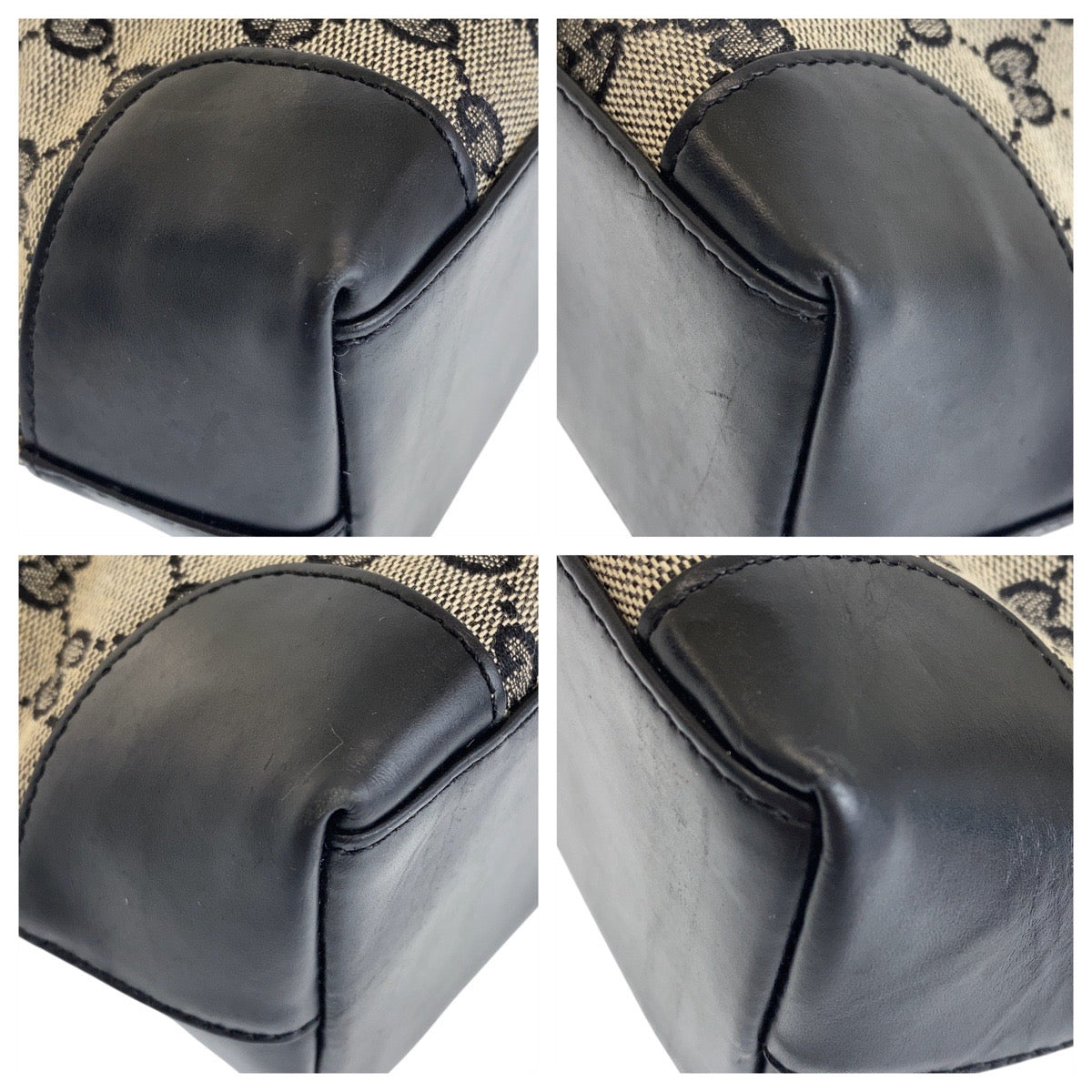GUCCI Tote Bag 002 1119 GG canvas, leather gray black black Tote Bag Shoulder Bag Women Used Authentic