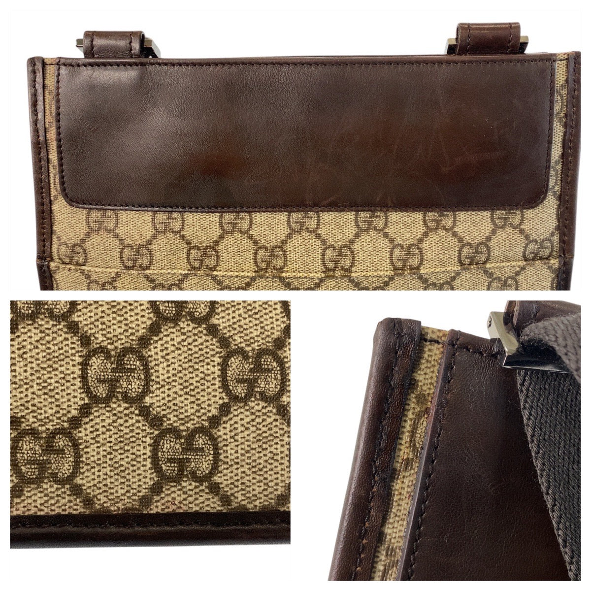GUCCI Shoulder Bag 27639 GG Supreme canvas, leather Brown Shoulder Bag pochette Women Used Authentic