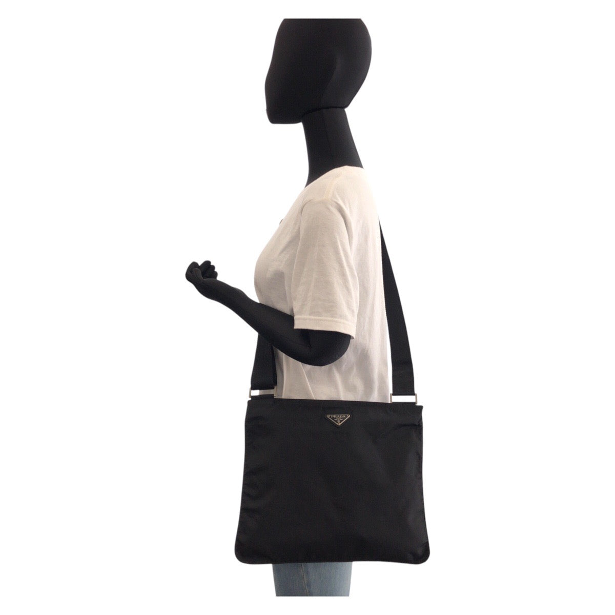 PRADA Shoulder Bag Nylon black Shoulder Bag Messenger bag Test Triangle With logo Women Used Authentic