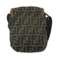 FENDI Shoulder Bag canvas Brown Gold Metal Shoulder Bag pochette Zucca FF logo Women Used Authentic