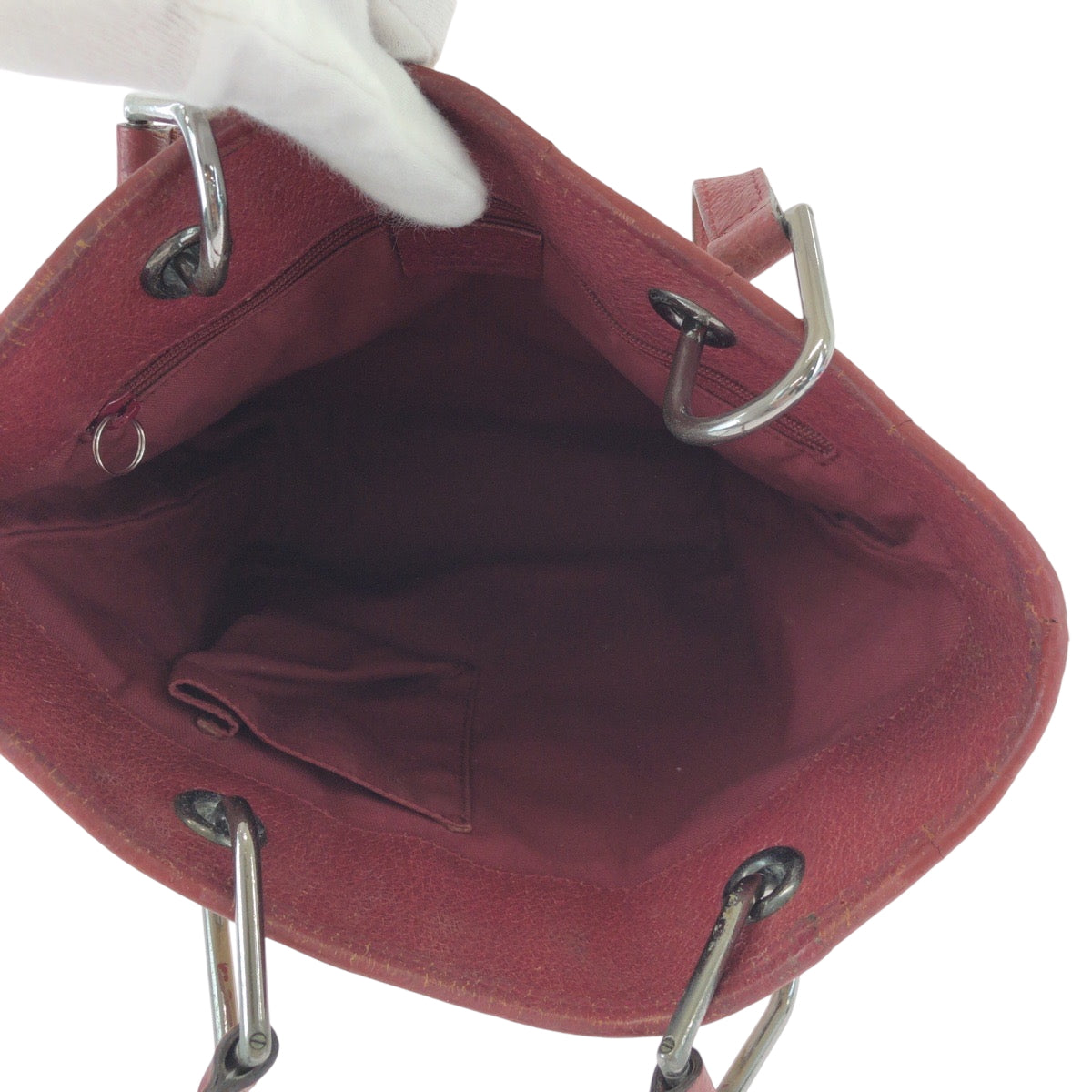 GUCCI Tote Bag 120840 GG canvas Beige Red SilverMetal Tote Bag handbag Women Used Authentic