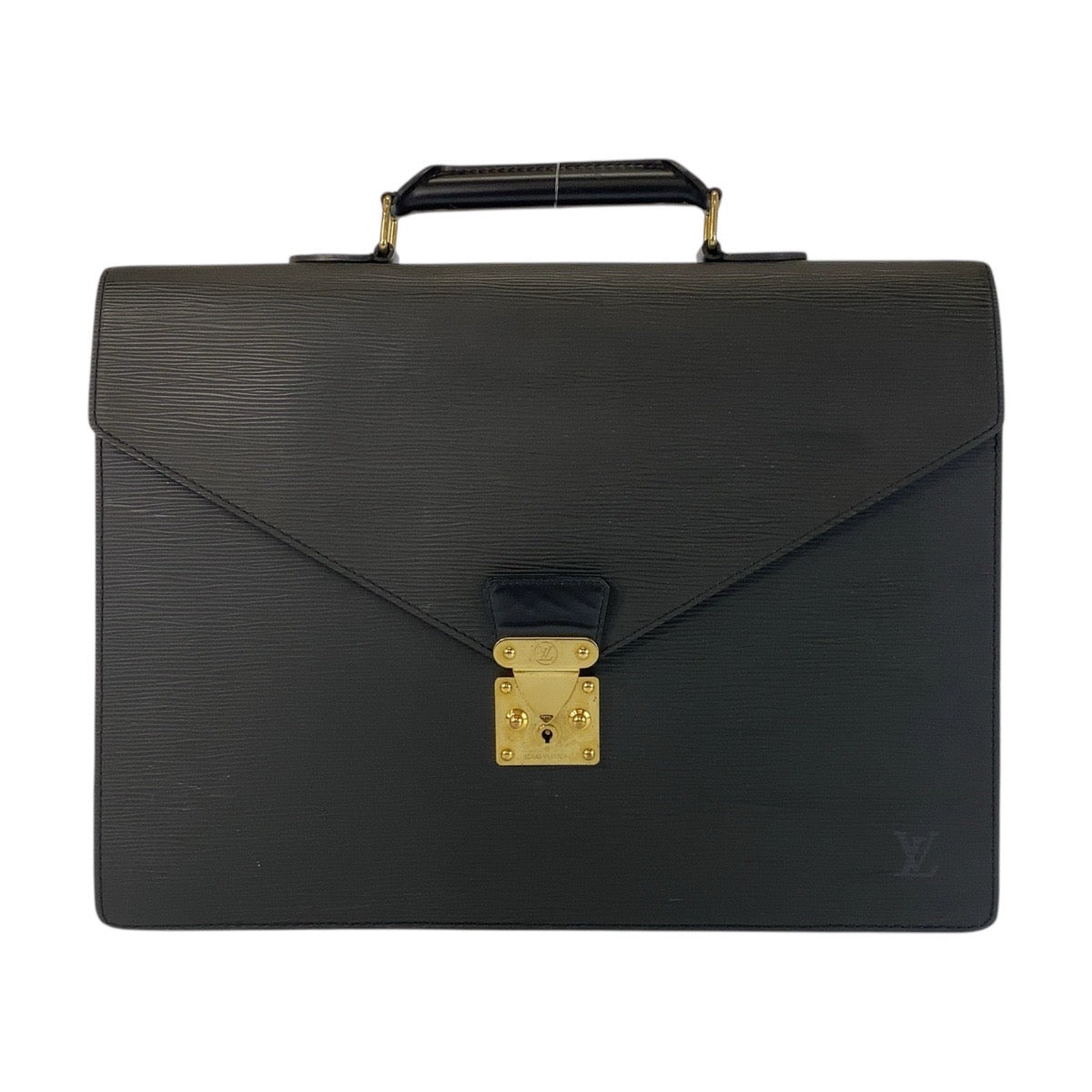 LOUIS VUITTON Business bag M54422 leather Black GoldMetal Business bag briefcase Epi Serviet Conseiller mens Used Authentic
