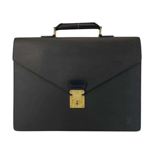 LOUIS VUITTON Business bag M54422 leather Black GoldMetal Business bag briefcase Epi Serviet Conseiller mens Used Authentic