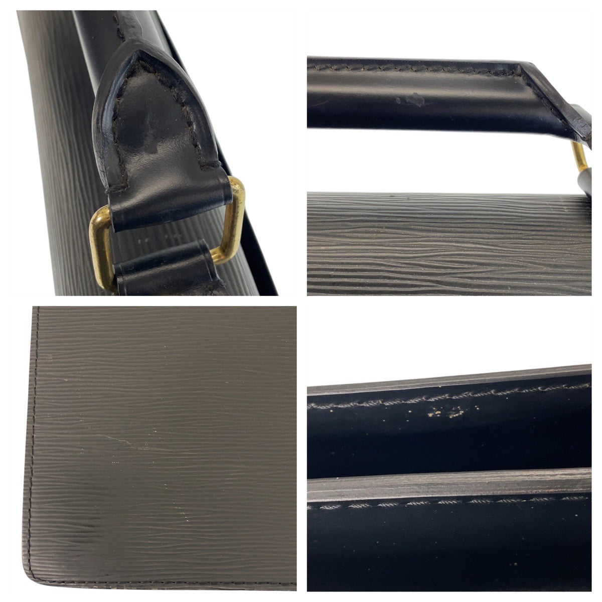 LOUIS VUITTON Business bag M54422 leather Black GoldMetal Business bag briefcase Epi Serviet Conseiller mens Used Authentic