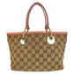 GUCCI Tote Bag 120844 GG canvas, leather Beige Pink Gold Metal Tote Bag handbag Women Used Authentic
