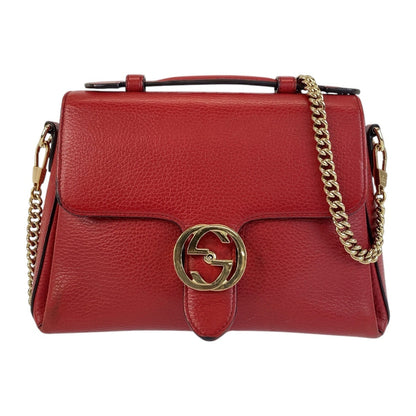 GUCCI Shoulder Bag 510302 leather Red Interlocking