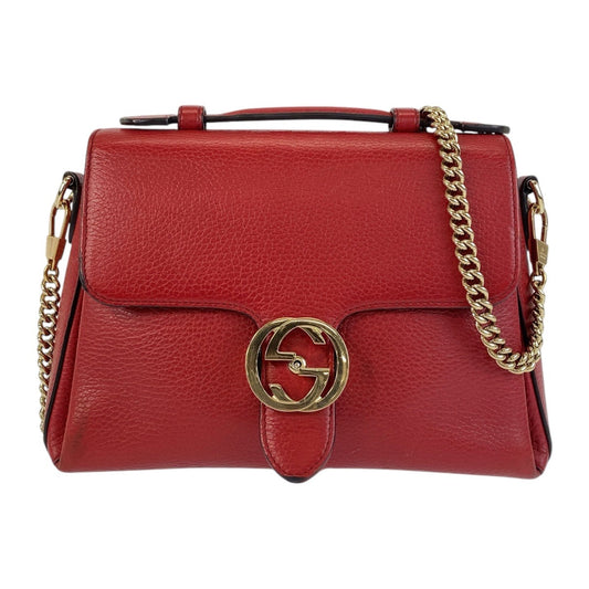 GUCCI Shoulder Bag 510302 leather Red Interlocking