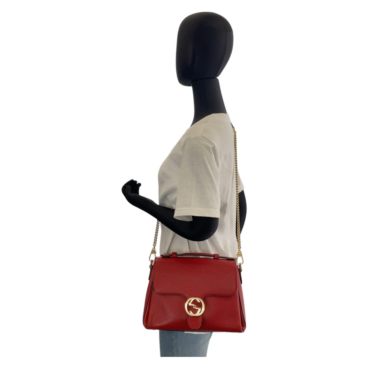 GUCCI Shoulder Bag 510302 leather Red Interlocking
