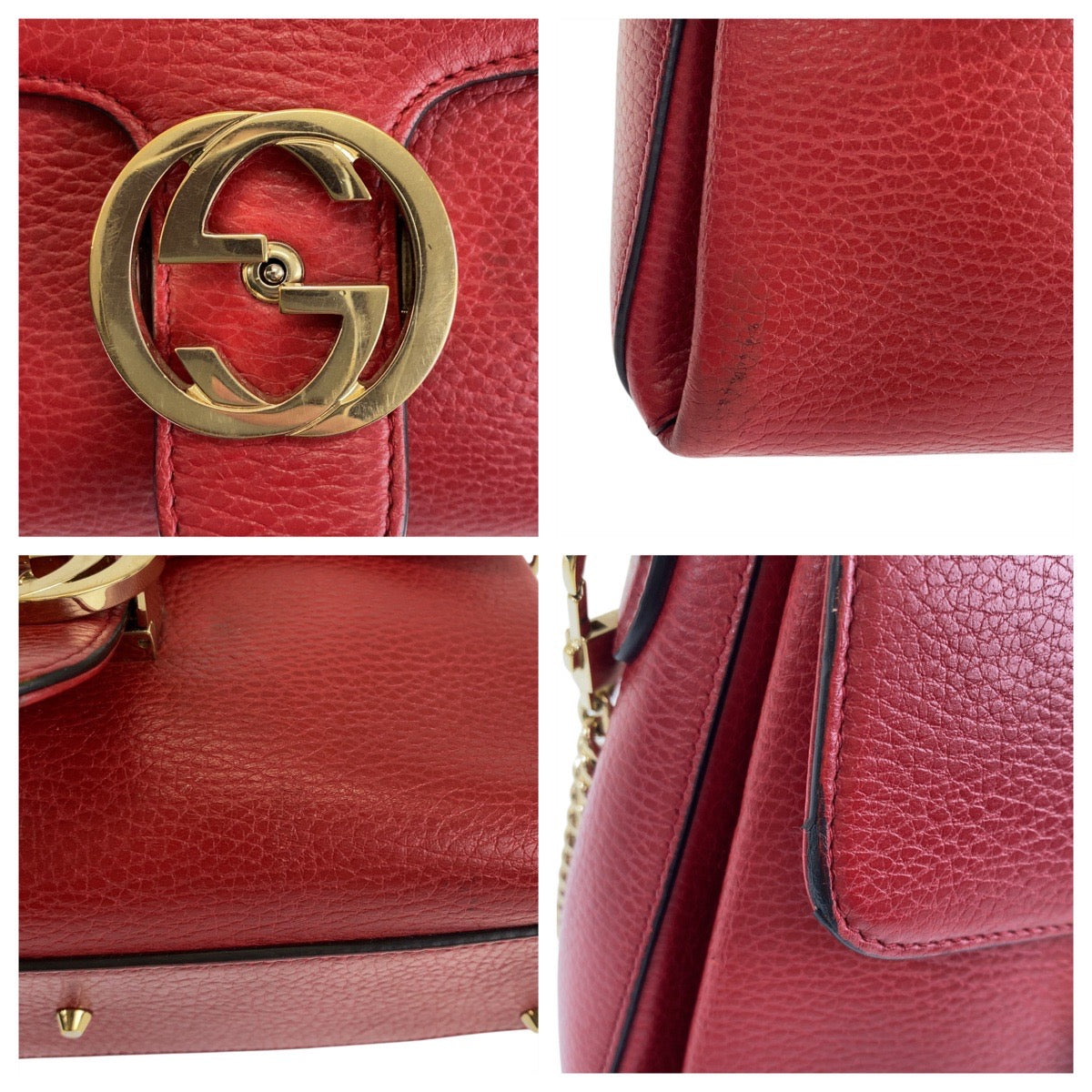 GUCCI Shoulder Bag 510302 leather Red Interlocking