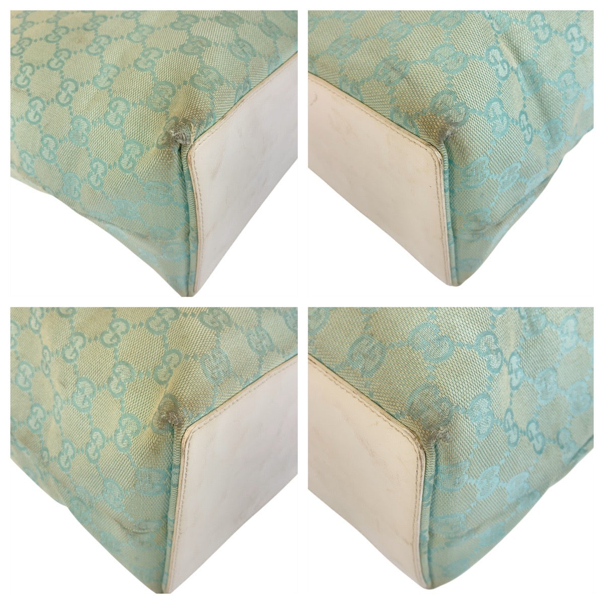 GUCCI Tote Bag 002 1098 GG canvas, leather Mint Green Gold Metal Tote Bag Shoulder Bag Women Used Authentic