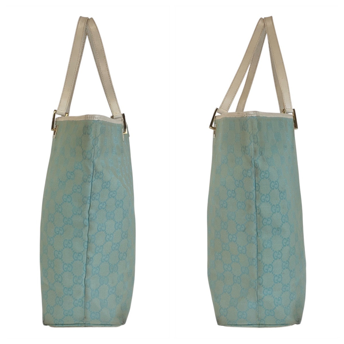 GUCCI Tote Bag 002 1098 GG canvas, leather Mint Green Gold Metal Tote Bag Shoulder Bag Women Used Authentic