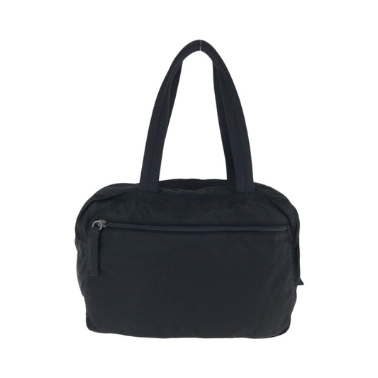 PRADA Handbag Nylon Black SilverMetal Handbag Tote Bag Test Triangle With logo Women Used Authentic