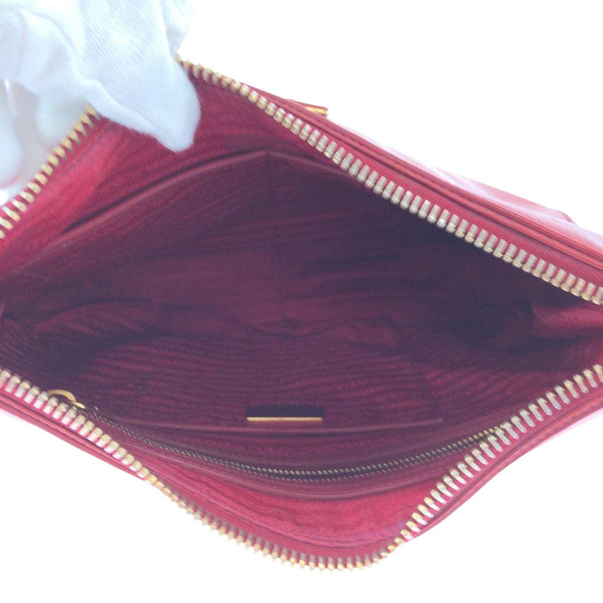 PRADA Shoulder Bag leather Red Gold Metal One Shoulder Bag Safiano Hobo Women Used Authentic