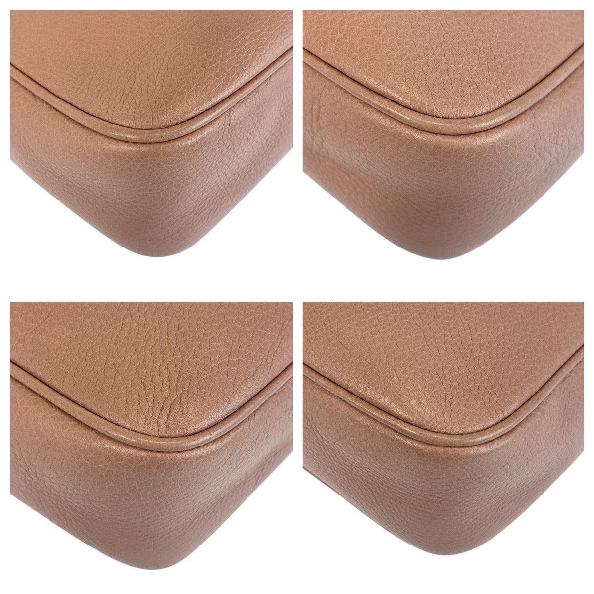 GUCCI Shoulder Bag 303364 leather Pink Beige Gold Metal Shoulder Bag pochette Soho Women Used Authentic