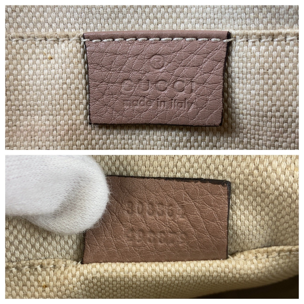 GUCCI Shoulder Bag 303364 leather Pink Beige Gold Metal Shoulder Bag pochette Soho Women Used Authentic