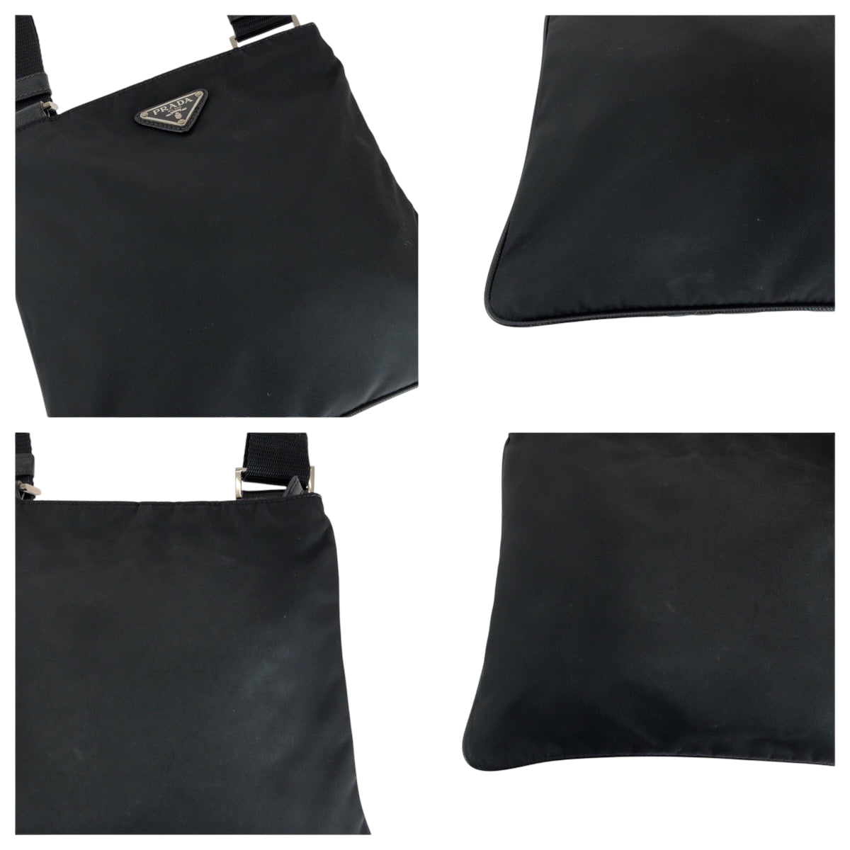 PRADA Shoulder Bag VA0053 Nylon black Shoulder Bag Sacoche Test Triangle With logo mens Used Authentic