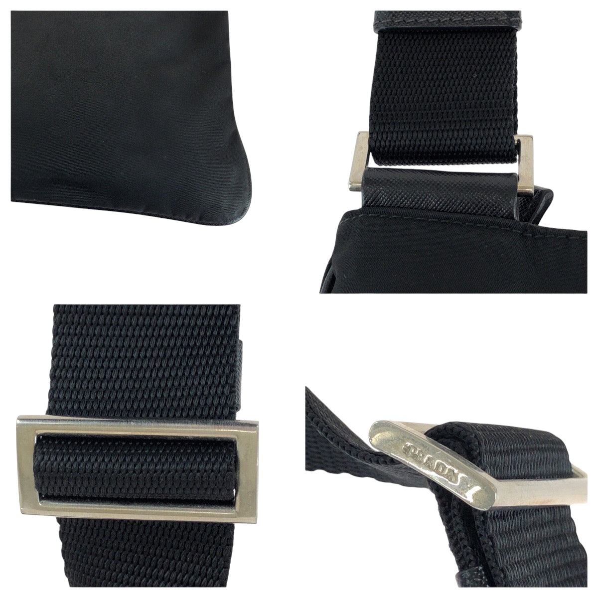 PRADA Shoulder Bag VA0053 Nylon black Shoulder Bag Sacoche Test Triangle With logo mens Used Authentic
