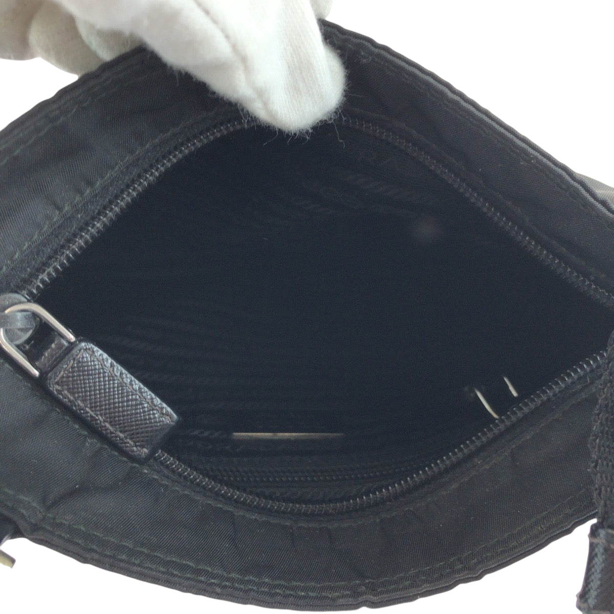 PRADA Shoulder Bag VA0053 Nylon black Shoulder Bag Sacoche Test Triangle With logo mens Used Authentic