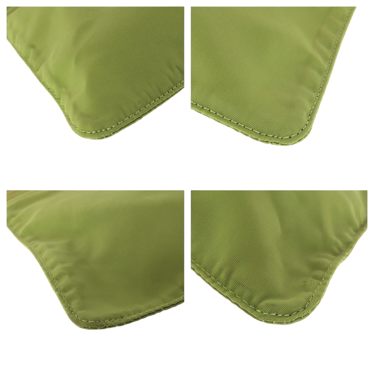 PRADA Shoulder Bag Nylon Light Green Gold Metal Shoulder Bag Sacoche Test Triangle With logo Women Used Authentic