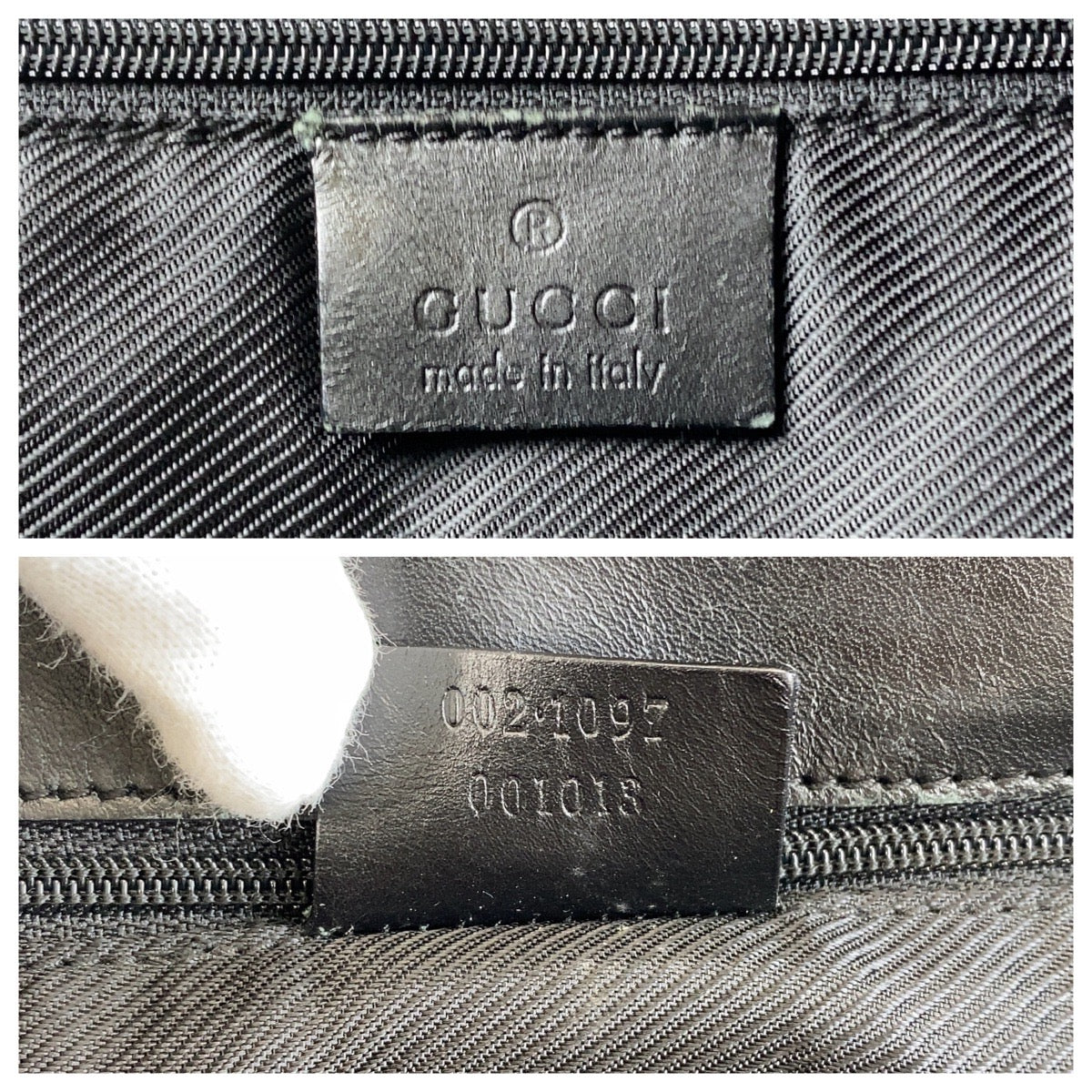 GUCCI Tote Bag 002 1097 GG canvas, leather Black GoldMetal Tote Bag Shoulder Bag Women Used Authentic