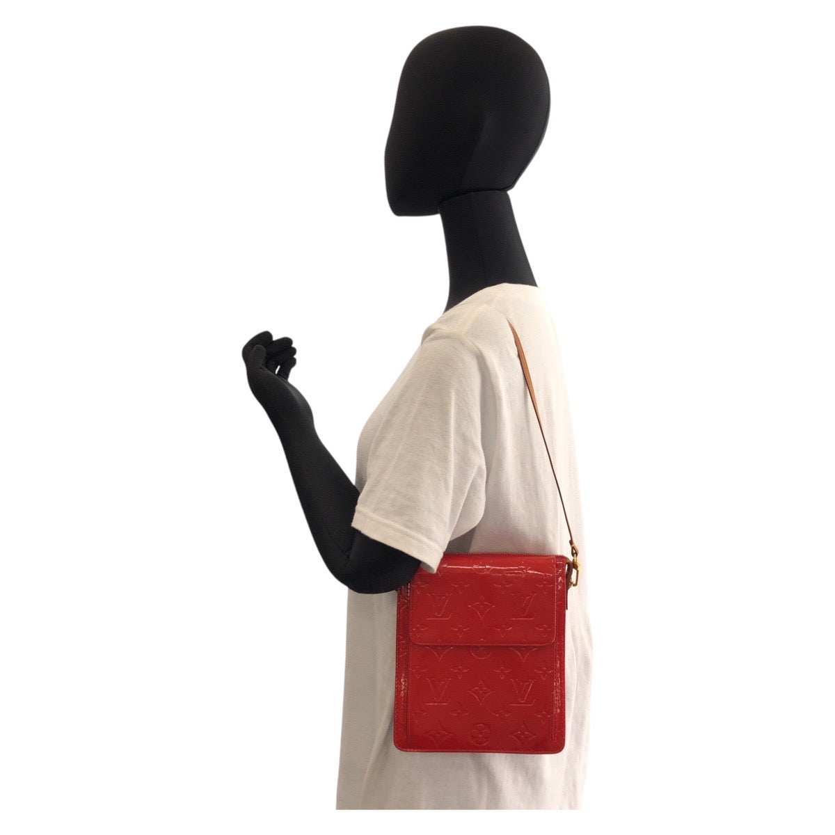 LOUIS VUITTON Shoulder Bag M91137 enamel Red Monogram Vernis Motto Women Used Authentic