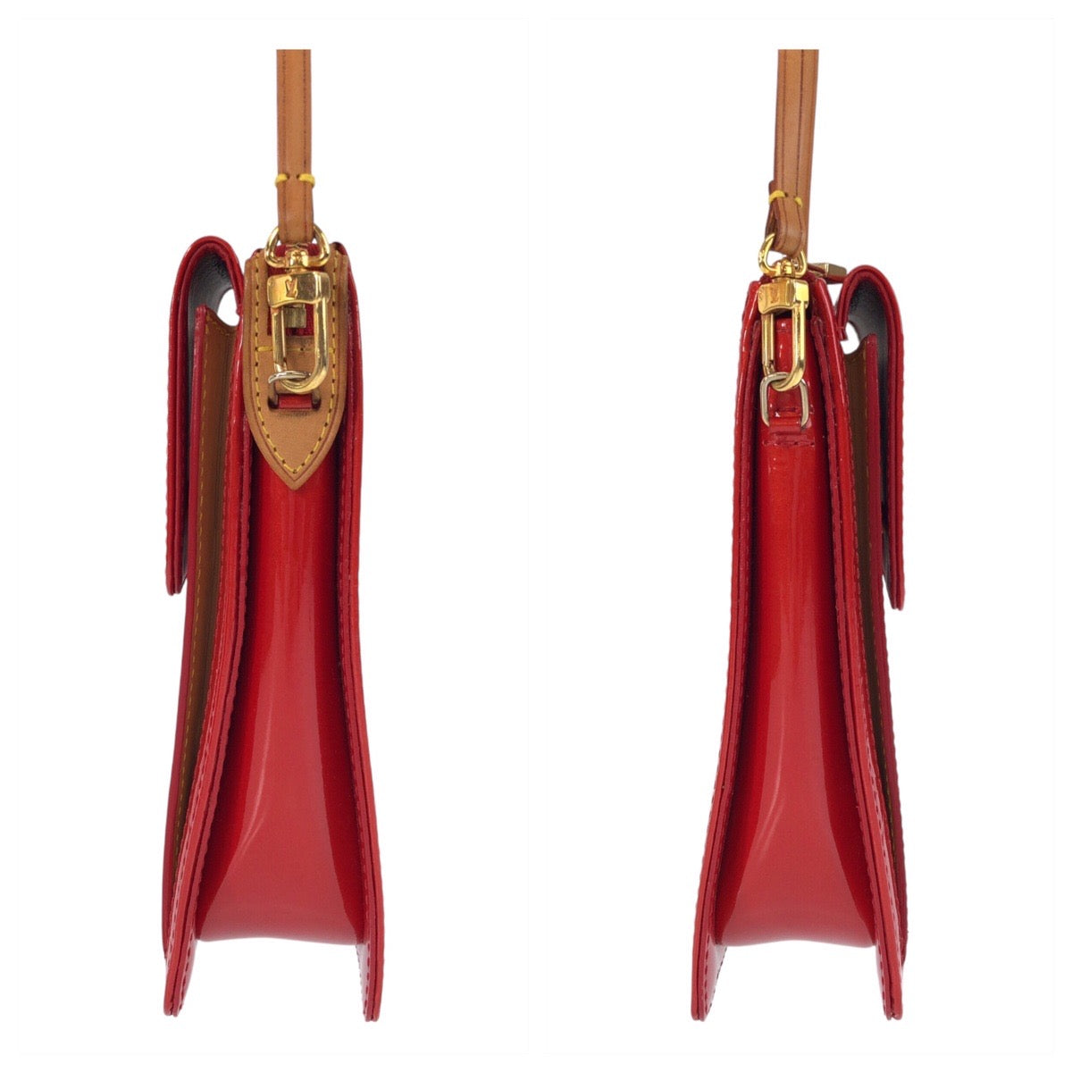 LOUIS VUITTON Shoulder Bag M91137 enamel Red Monogram Vernis Motto Women Used Authentic