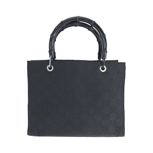 GUCCI Handbag 002 1016 Nylon black Handbag Tote Bag Bamboo Women Used Authentic